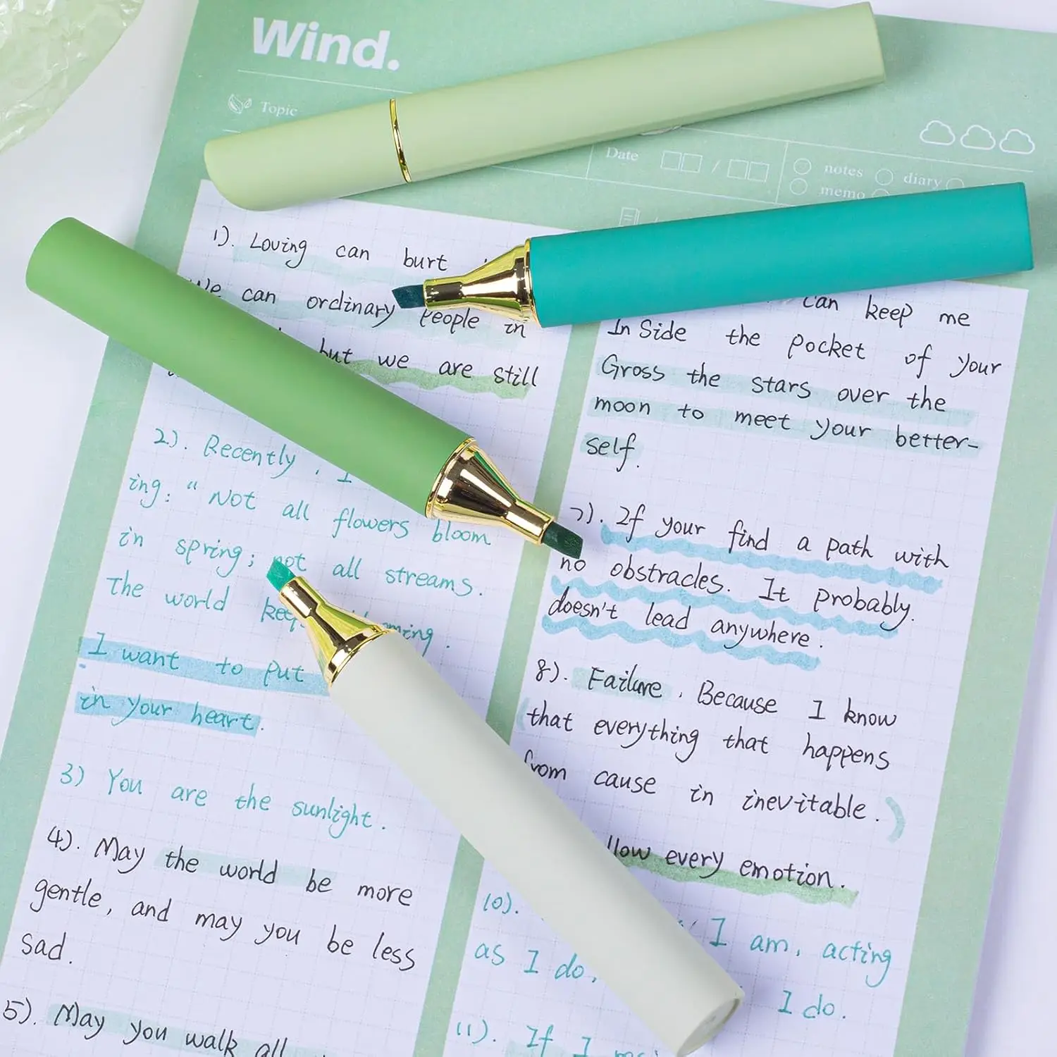 Assorted Colors 12 Counts of Aesthetic Highlighter Pen Set Soft Chisel Tip Cute Highlighters Mild Colors with Retro Barrel