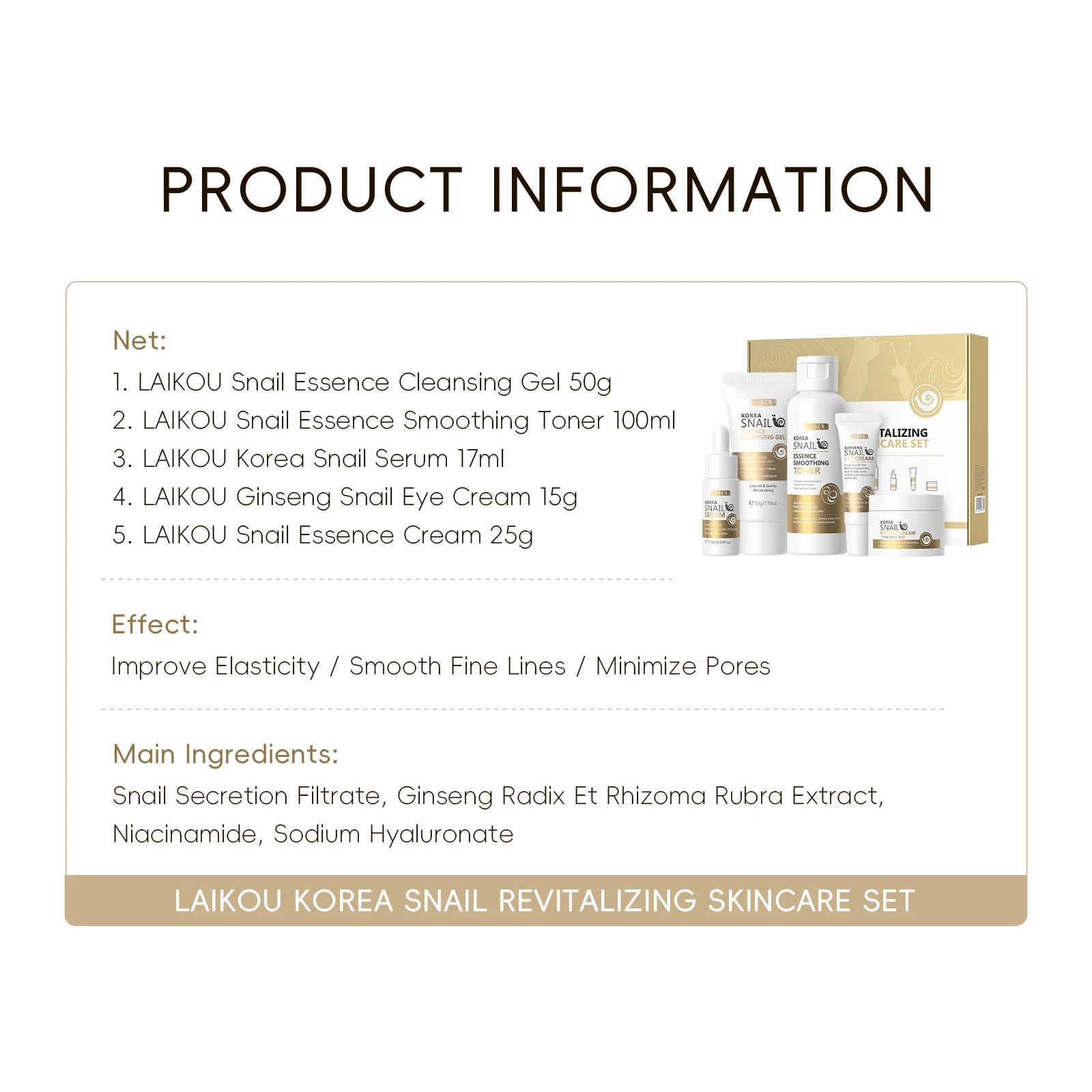 Private Label Snail Mucin Skincare Anti Aging Skin Care Serum Eye Cream Facial Whitening Repair Collagen Snail Serum Products