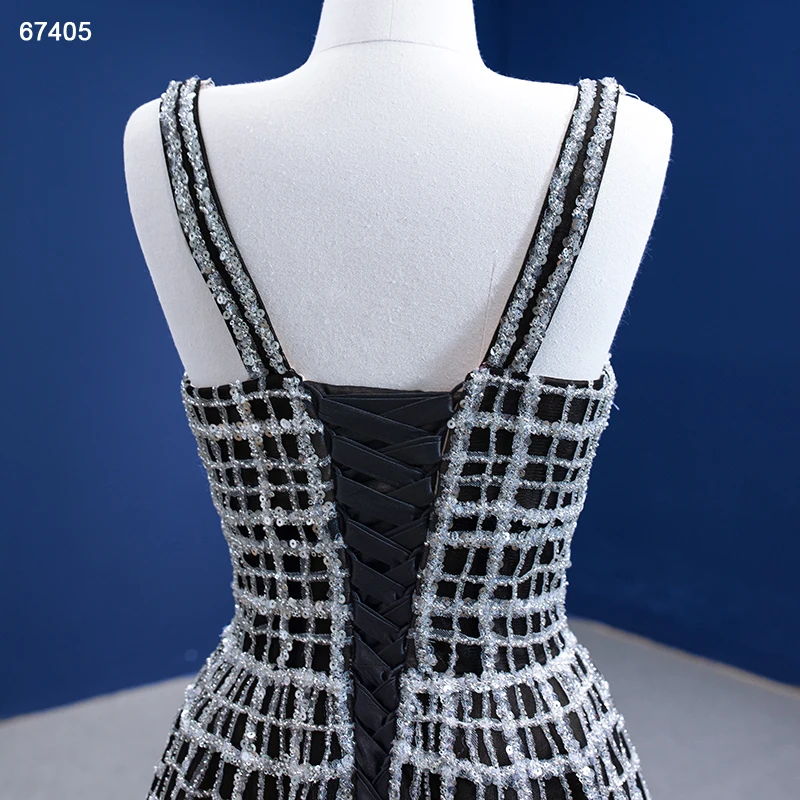 Jancember RSM67405 Sexy Black Mature Sleeveless Shining Sequin Party Evening Dresses