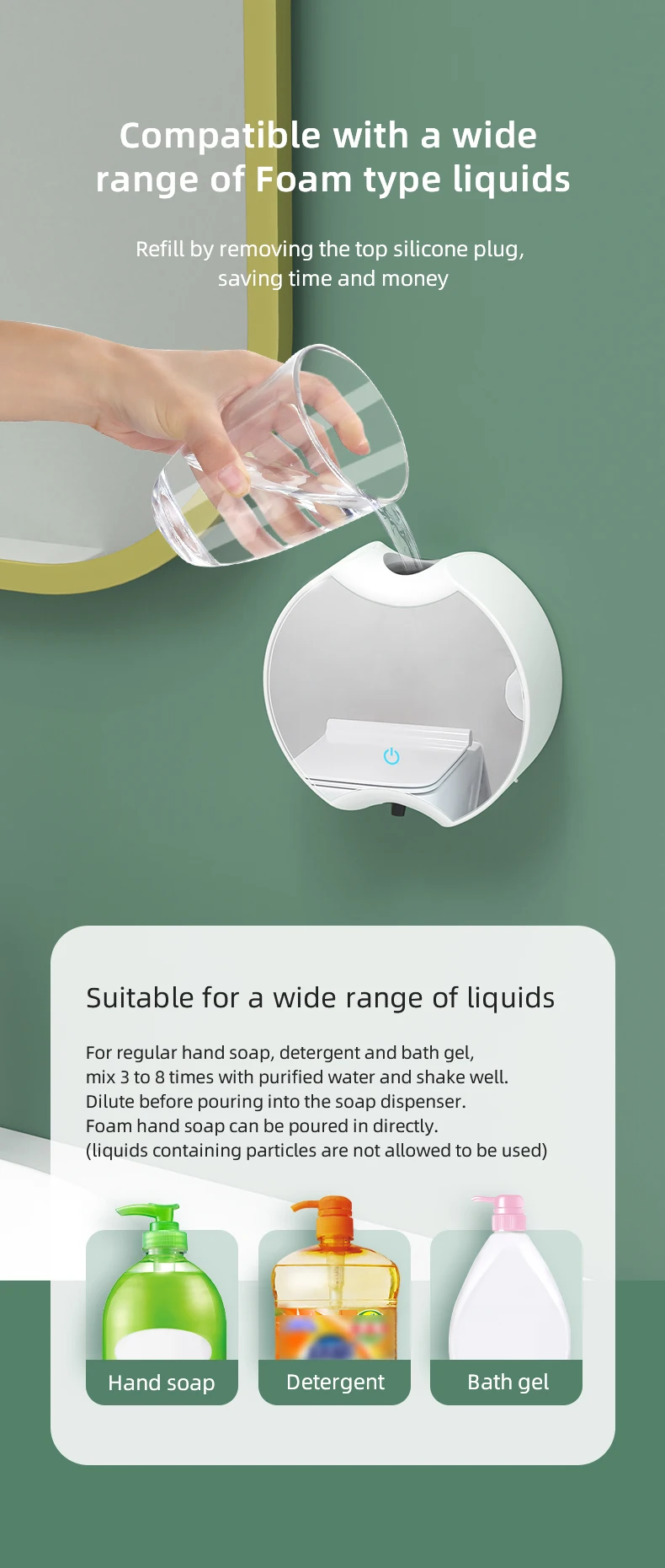 350Ml Home Washroom Sensor Soap Dispenser Foaming Refill Wall Mounted Automatic Smart Soap Dispenser