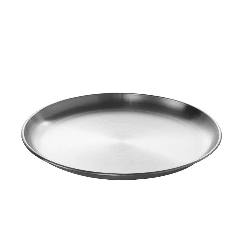 Commercial tableware Gold Plates Round Plate Sets Dinnerware Stainless Steel Plate For Restaurant