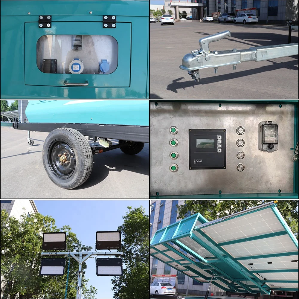 VANSE WS-200T Mobile Retractable Solar Panels Mast Solar Light Tower Lithium Power LED Lights