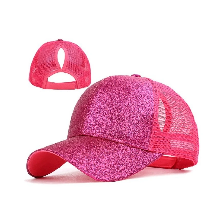 Womens Ladies Summer Mesh Sparkle Ponytail Baseball Cap Hat