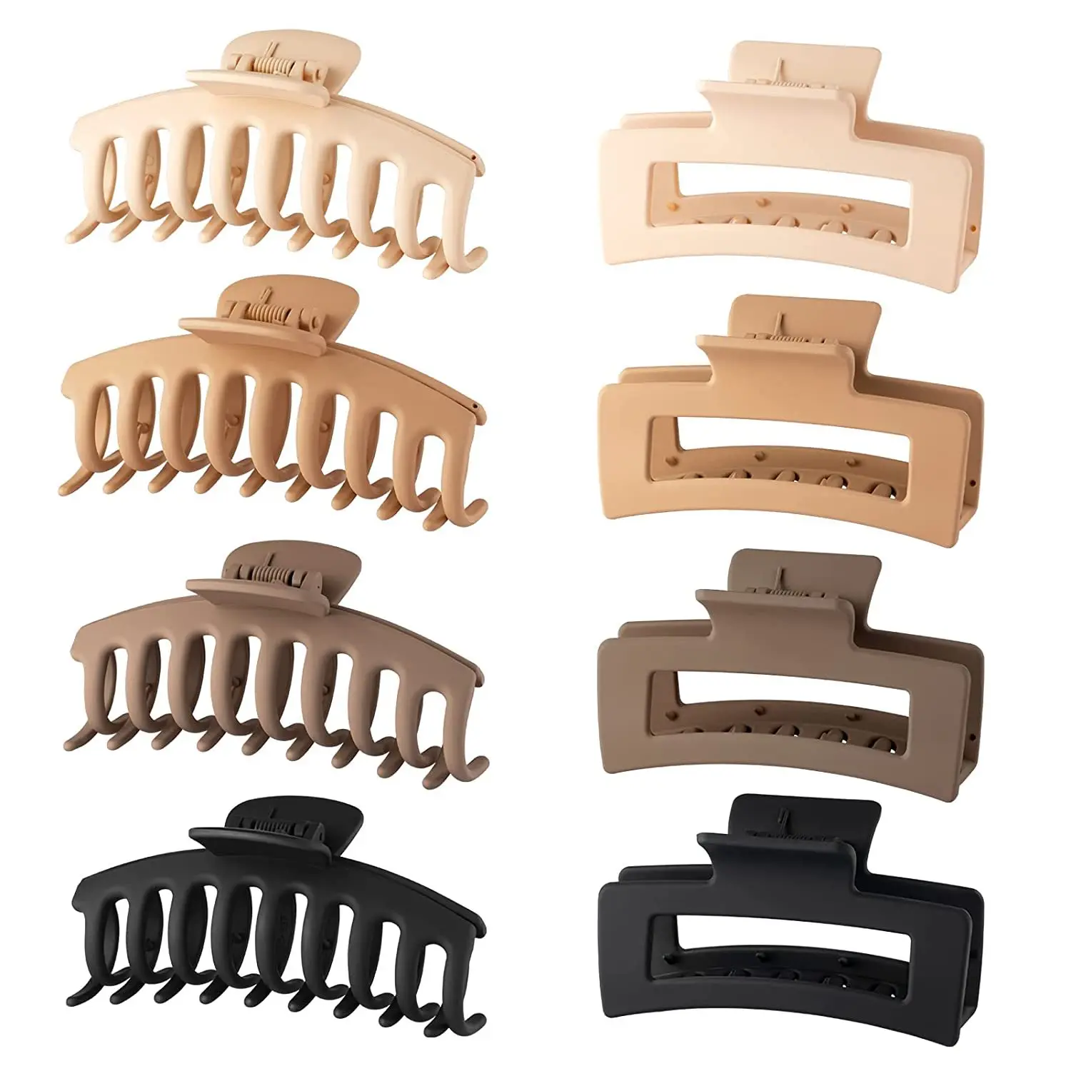 Amazon hot sale 8 Pack 10.5cm and 8.5cm Large Hair Claw Clips Big Matte Banana Clips Strong Hold jaw clip for women