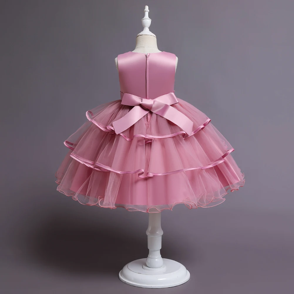 High quality Kids Western Party Wear Children Smocked Beautiful dresses Birthday Wedding Fashion Flower Girls Dress