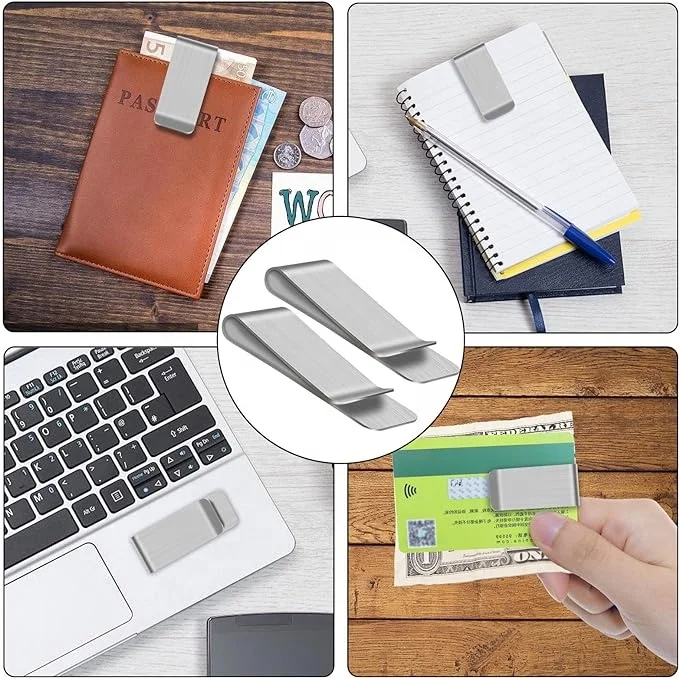 Custom Logo Money Clip Black Wallet Slim Pocket Cash ID Credit Card Money Holder Bill Clip Clamp Gift