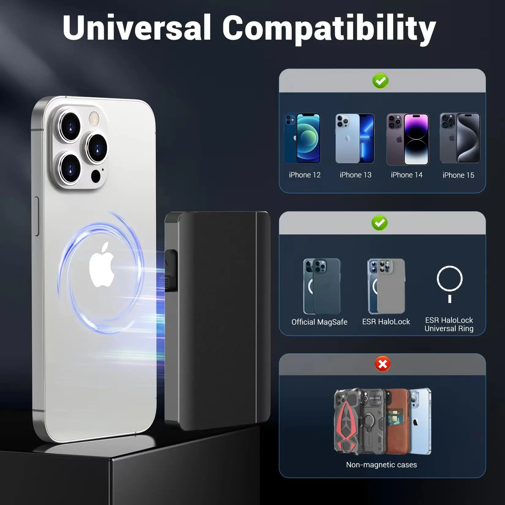 Custom Strong Magnetic Card Wallet Holder RFID Blocking Minimalist Pop Up Wallet for Men