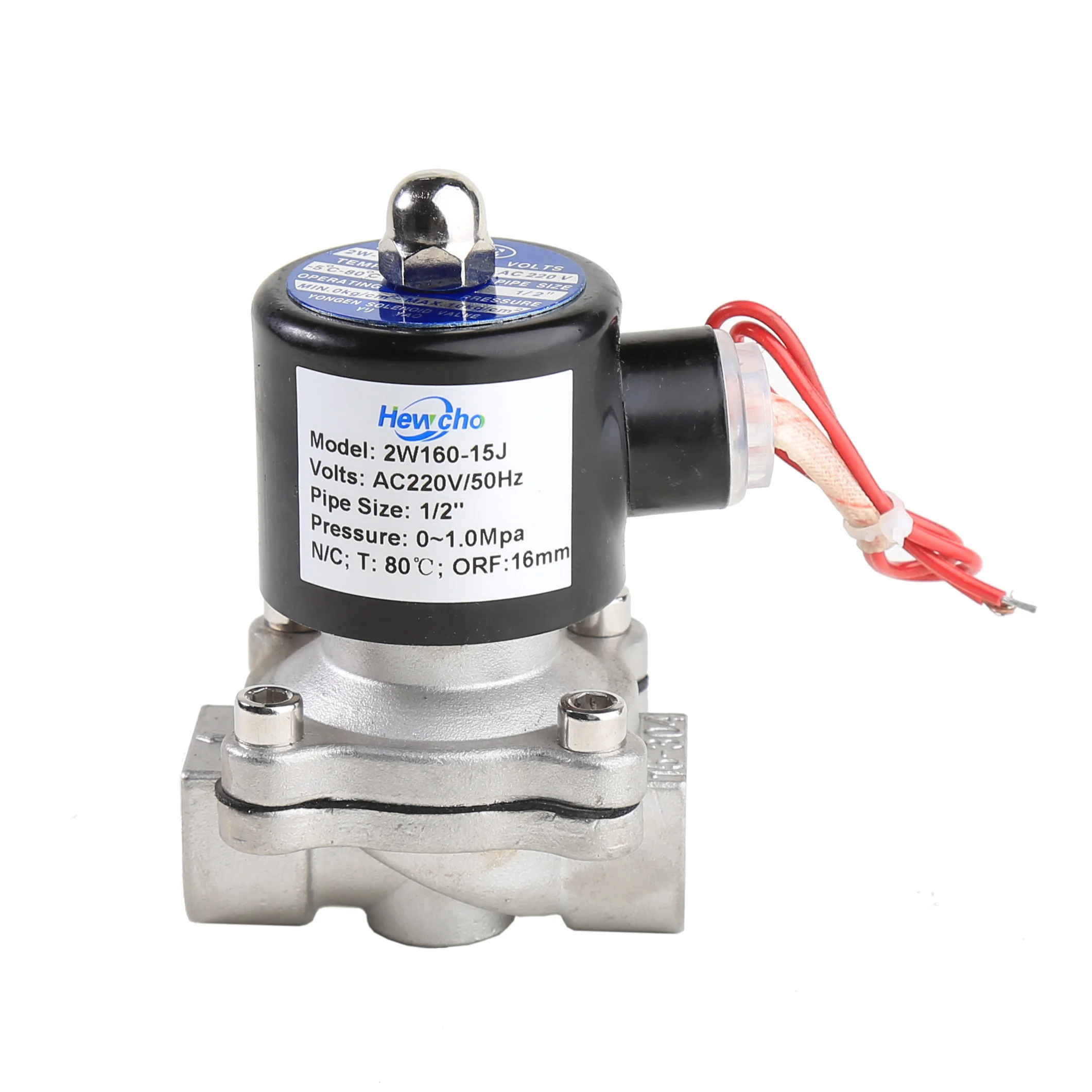 Direct Acting 2W160-15 110V  Stainless Steel 304 Normally Closed Solenoid Valve for water