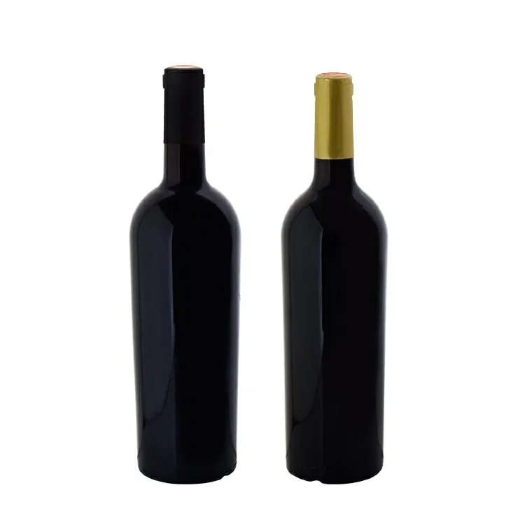 Customized Empty 750ml 800ml 850ml Beverage Packaging Liquor Container Red Wine Used Black Glass Wine Bottle With Cork