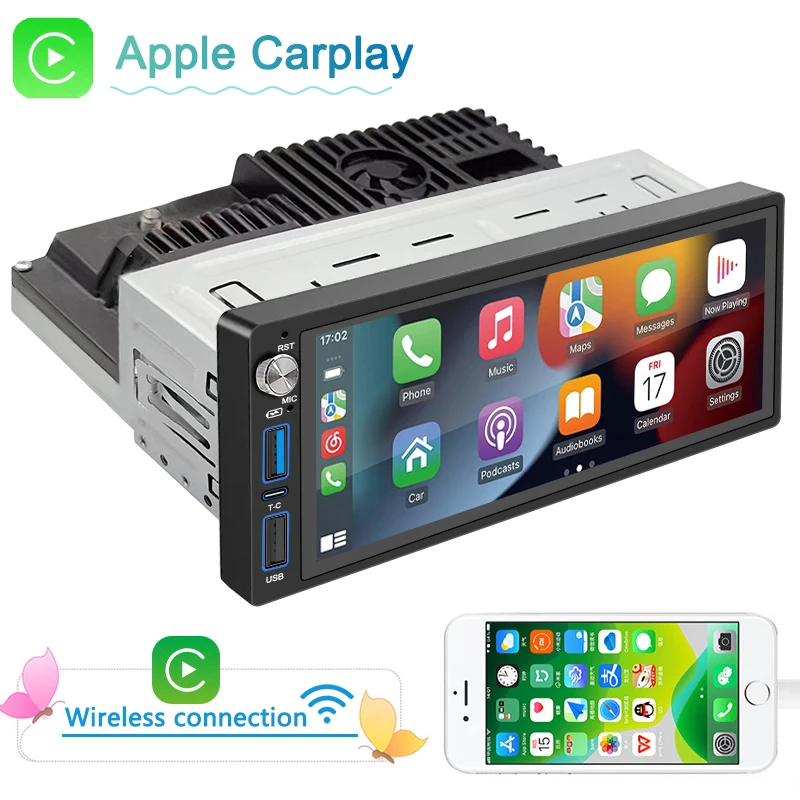 cheap android car player 6.86inch single din wireless carplay portable car media player