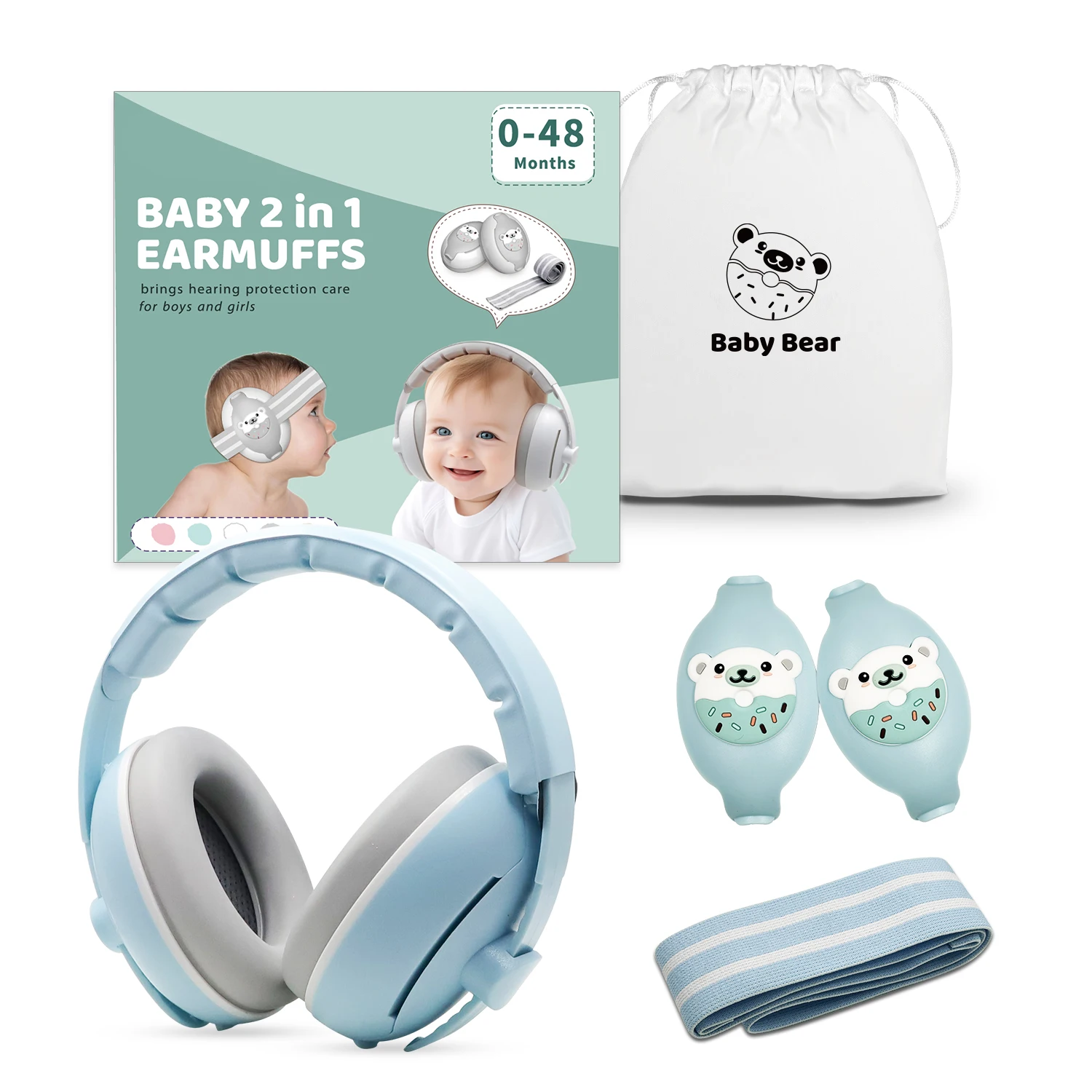 2 in 1 Convertible Design CE 352-1 ANSI Ear Muff 0-36 Months Noise Reduction Baby Ear Hearing Protection Earmuffs