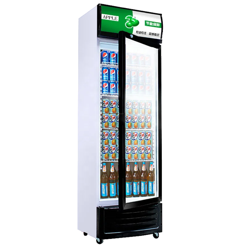 Professional Manufacture New Type single door upright glass front beverage cooler