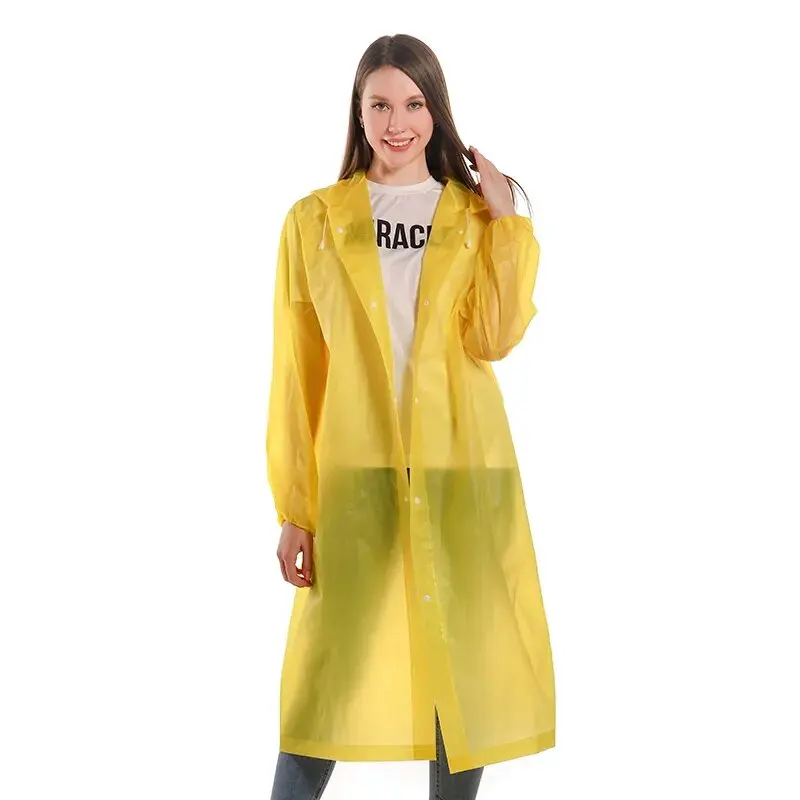 Adult EVA Hooded Raincoat Waterproof with Buttons Eco Friendly Colorful Rain Poncho