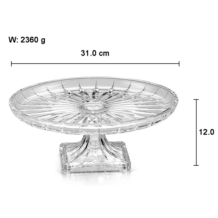 1046PLax Revel big crystal glass service plates with foot fruit serving dishes