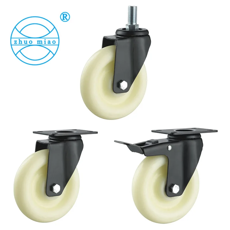 4-inch medium-sized nylon wheel, double-bearing nylon universal wheel, wear-resistant flat wheel