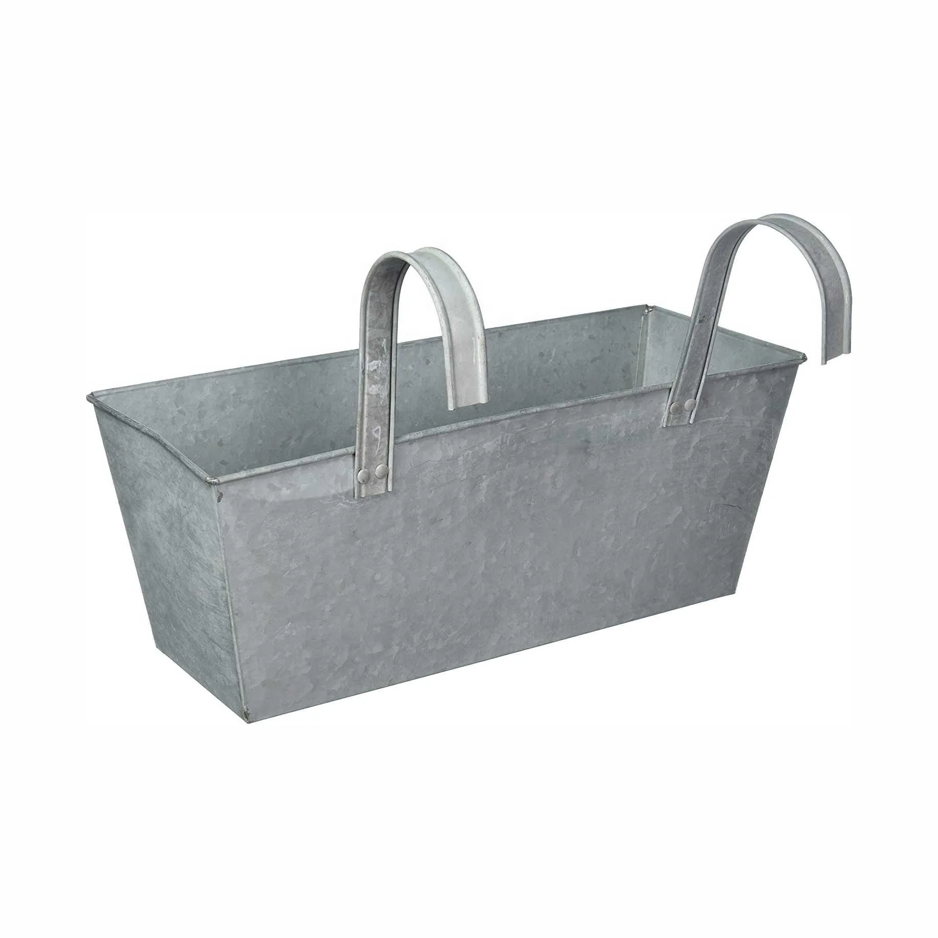 Garden Flower Pot Holder Potted Stand Mounted Balcony Plant Basket Metal Fence Hanging Planter Plant Box