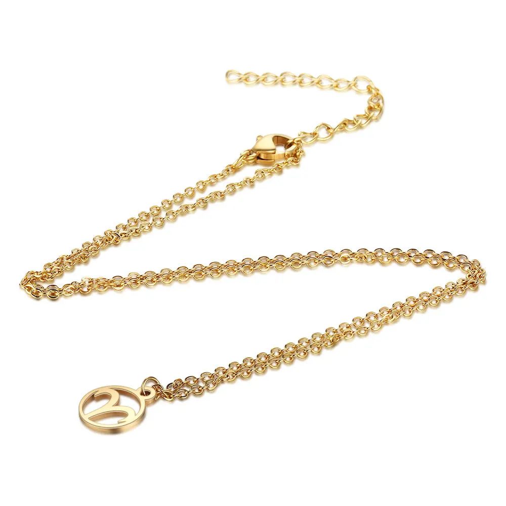 Zodiac Necklaces 18K Gold Plated Stainless Steel Pendant Necklace Astrology Horoscope Necklace