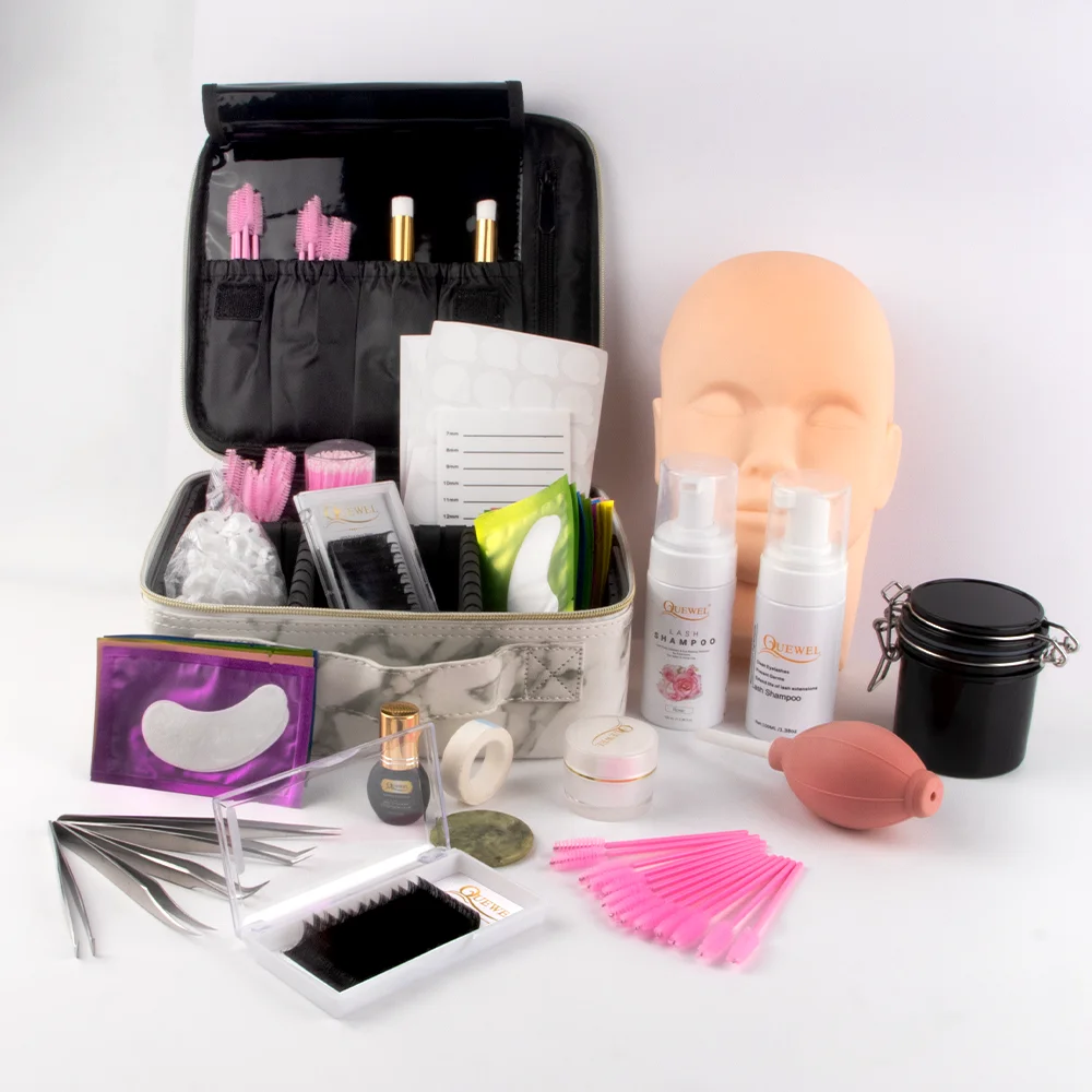 QUEWEL selling eyelash extension training kits starter eyelashes extensions lash kit aftercare kit for lash extensions