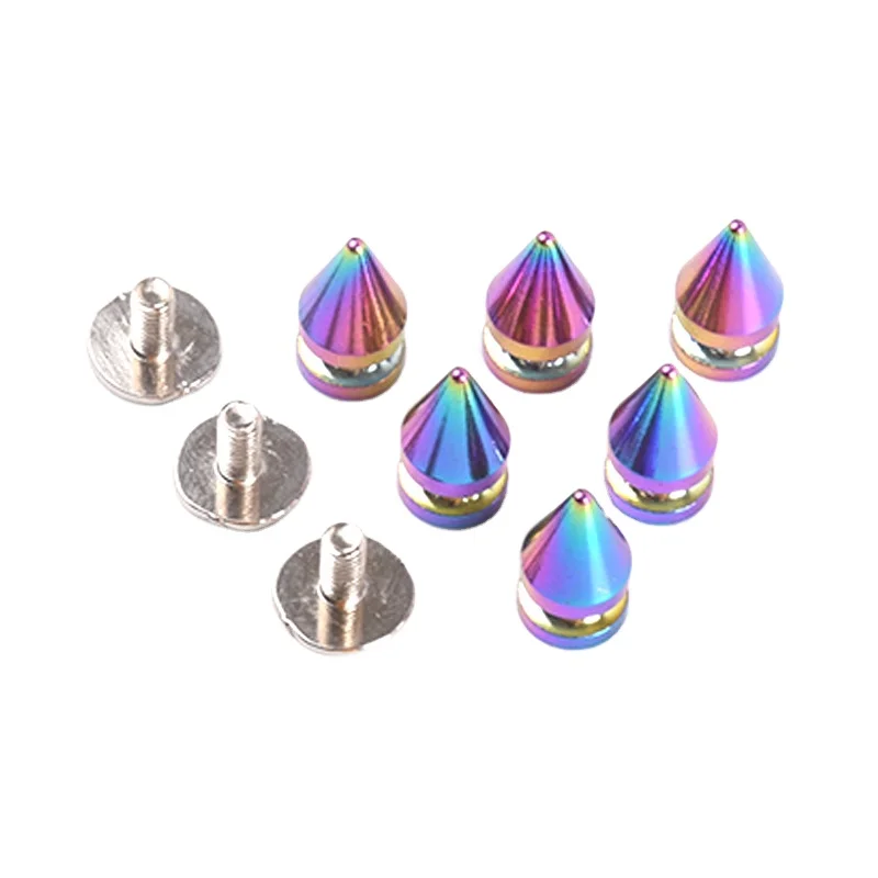 7*13mm rainbow colour punk tree metal spike studs for leather jacket
