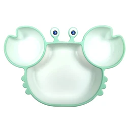 Eco-friendly Crab Shape Silicone Suction Plate For Toddlers Anti -Slip Baby Feeding Suction Bowl Plate Oven Safe Infants