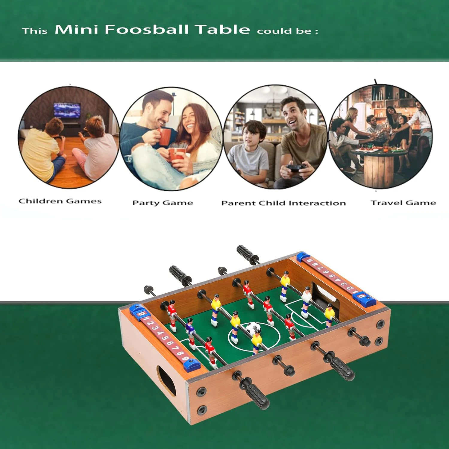 Soccer Game Small Foosball Table Game Fun Mini Foosball Table for Kids Wooden Table Customized Unisex Engineered Wood