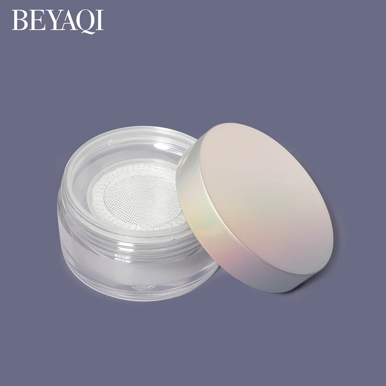 40g ABS PP PE AS Empty transparent round gold case cream blush setting cosmetic makeup loose powder case with sifter