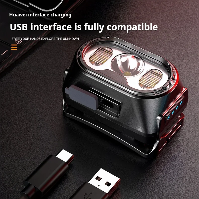 Ultra-Light LED Mini Headlamp 8-Mode Flashlights USB Rechargeable Sensor Waterproof Adjustable Outdoors Lithium Ion Switch