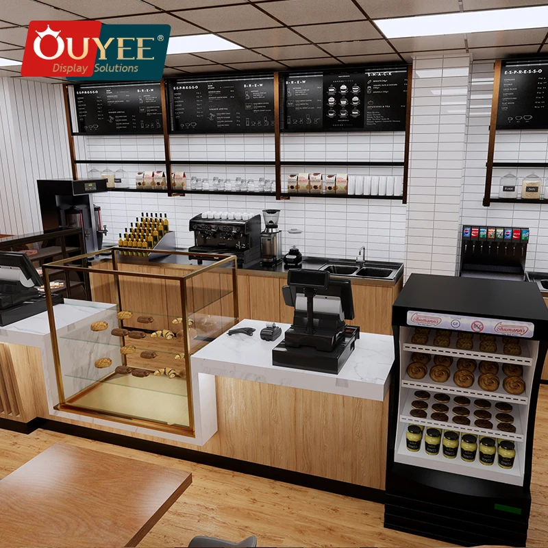 Modern Coffee Shop Counter Design Cafe Bar Table Coffee Shop Supplies for Coffee Store Showroom