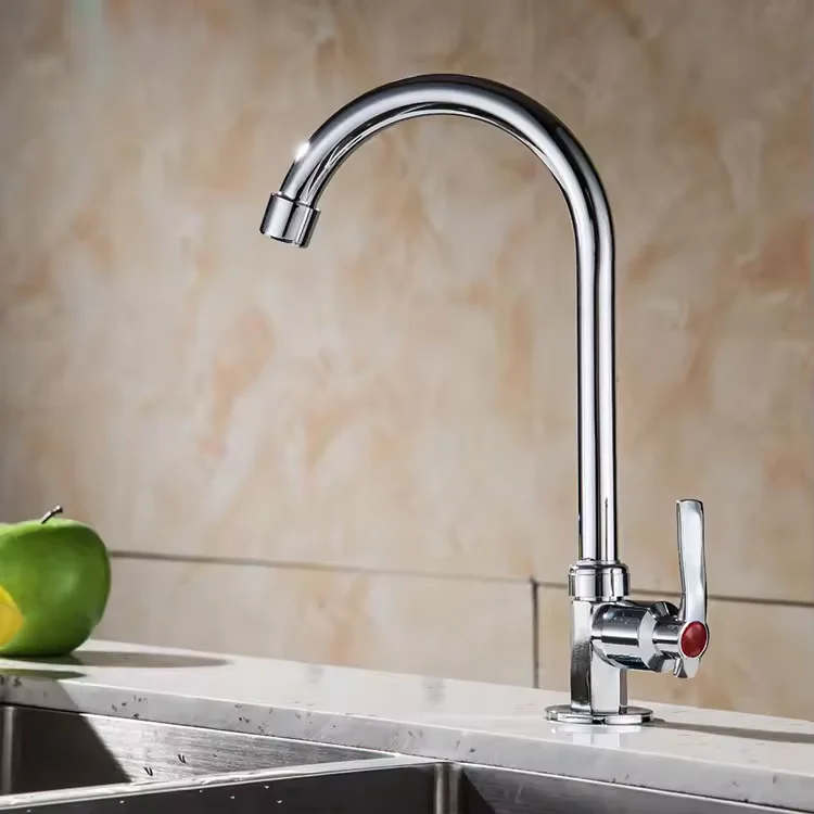 Modern Single Handle Cold Water Chrome Deck Mounted Kitchen Sink Tap Cheap Price Zinc Alloy Faucet Ceramic Valve Side Spray Type