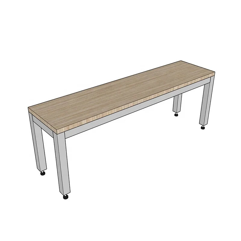Long Bench Simple Locker Wood Bench Seat with Steel Legs