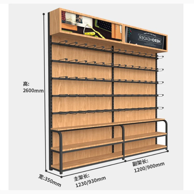 Wooden Supermarket items store used wood rack cosmetic display shelf for sell
