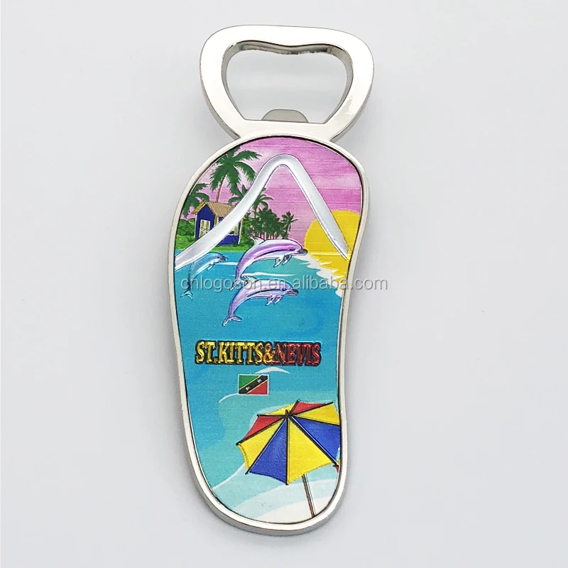 Custom Tourist Souvenir Magnetic Mini Flip Flop Slippers Sandal Shoe Fridge Magnet Beer Bottle Opener