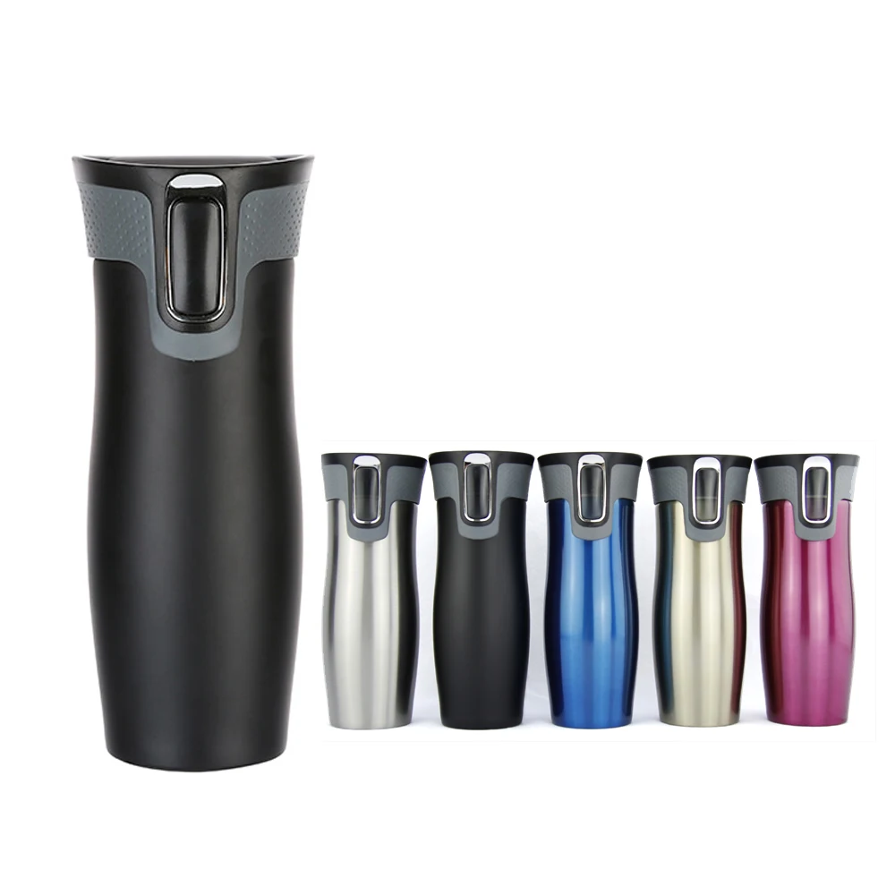 Custom logo Stainless steel car coffee vacuum flask travel mug water bottle double wall tumbler cups with automatic lid