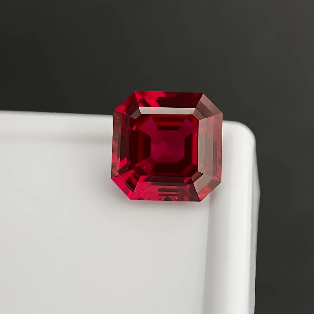 Wholesale Synthetic Ruby Gemstone Square Asscher 4x4mm-12x12mm Lab Created Ruby Loose Stone