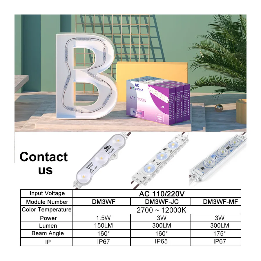 Wholesale AC 110V 220V 2835 led module light sign 3 led smd injection led modules for light advertising and backlighting