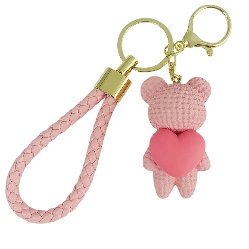 Creative love bear keychain carrying the same couple doll key chain hanging bag pendant