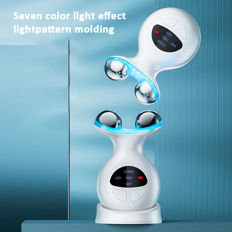Anti-aging Wrinkle Remove 7 Color Light Face Massage Roller Firm Skin Care Neck Massager Facial 3D Lifting Machine