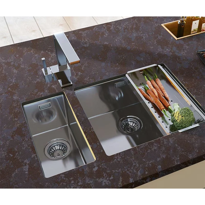 Popular Kitchen Countertops Brown Granite Prefab Price Slab Quartz Kitchen Countertop