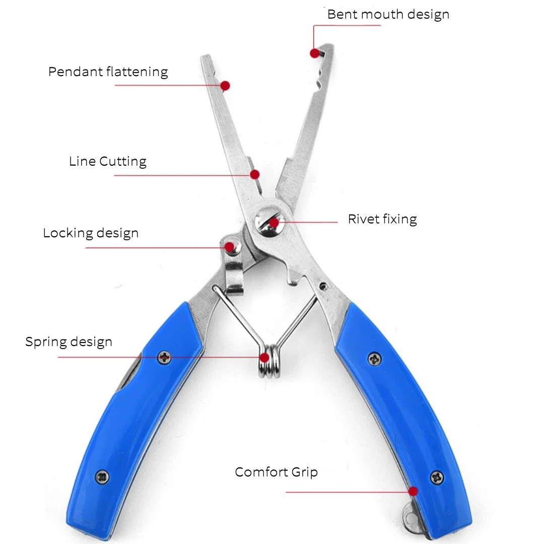 New OEM Multifunction Curved Mouth Fishing Pliers Stainless Fishing Lanyards Lure Cutter Hook Remover Cutting Fish Use Tongs