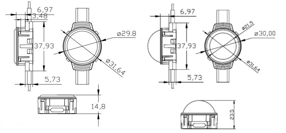 IP68 30mm Smd3535 12V Auto Programmable RGB/RGBW LED Point Lights for Indoor Outdoor Landscape Pixel Lighting for Amusement