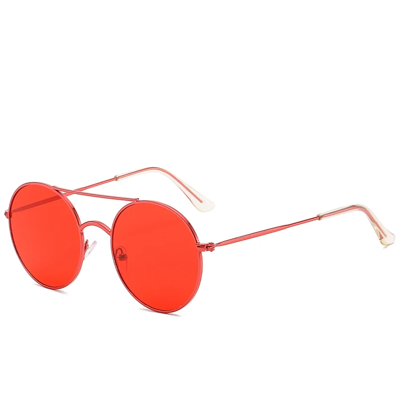 
2019 retro twin beams round sunglasses women metal tint color cheap stock sun glasses wholesale 