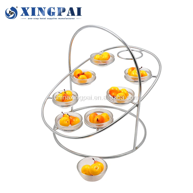 XINGPAI hotel catering utensils metal food display rack buffet risers cupcake fruit stand for sale