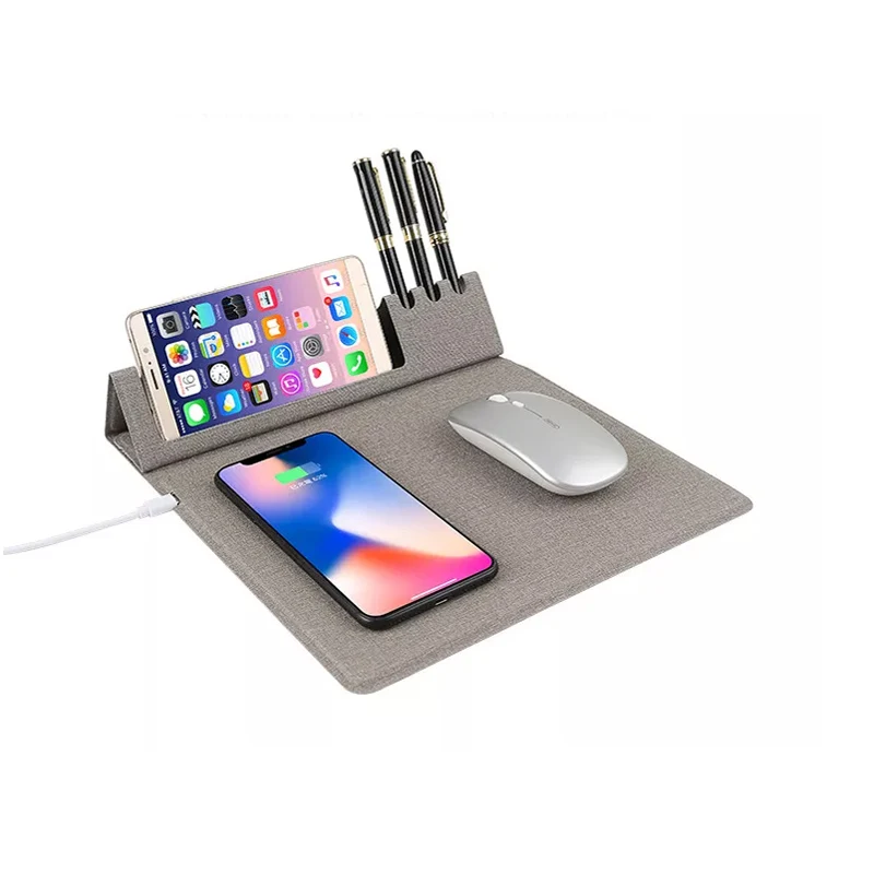 Multiple Wireless Charger Foldable 3 In 1 Wireless Charger Station Mouse Pad
