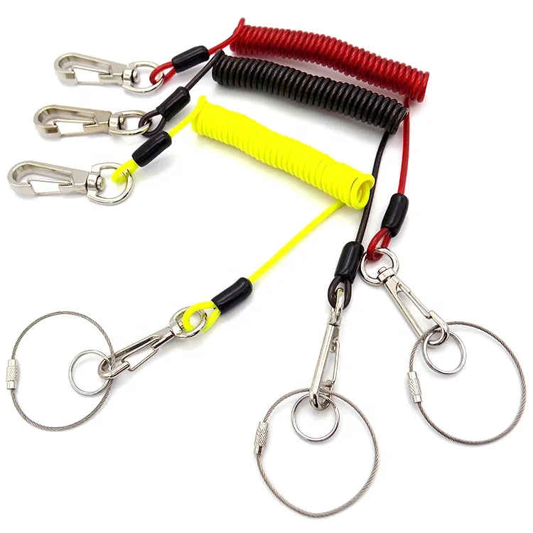 Пластиковый пружинный провод, Спиральный шнур для кабеля с поворотными защелками, безопасные шнурки для инструментов