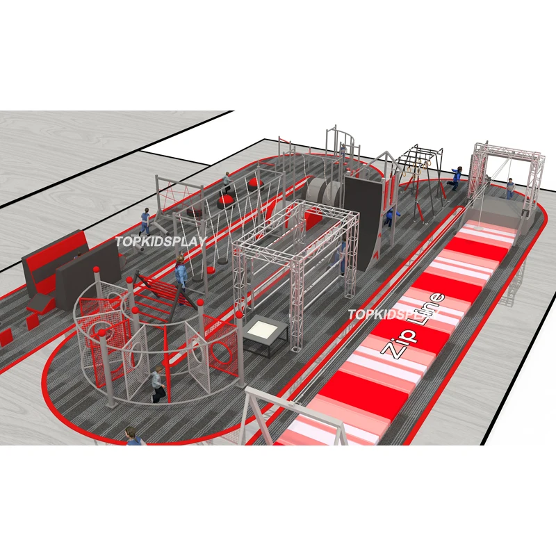 Ziplines Adventure Equipment Customized Indoor Park Air Roller Coaster Zip Line For Ninja Course