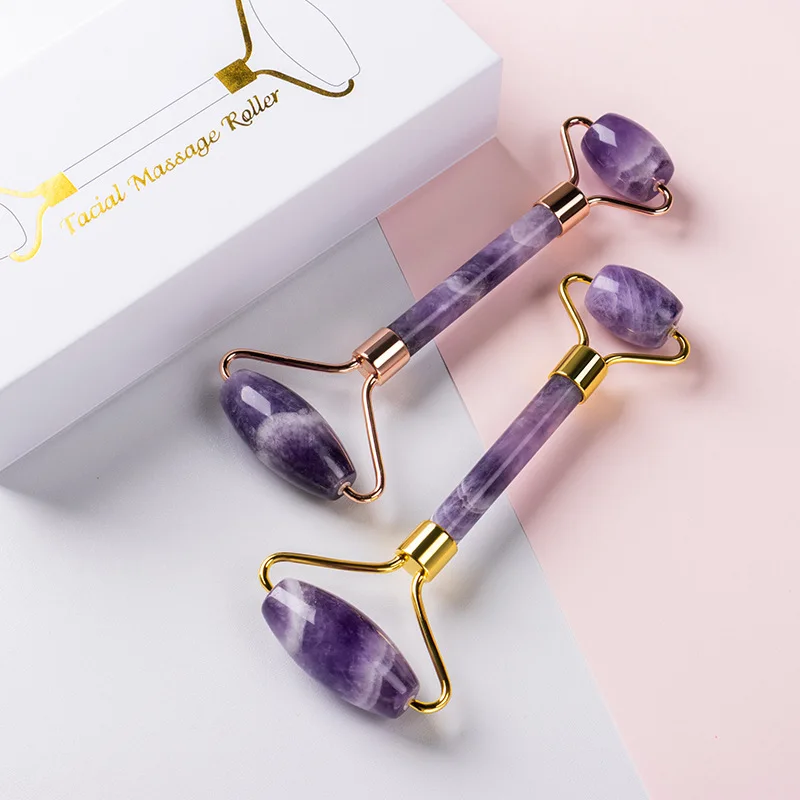 Wholesale royal stamping arc frame jade facial roller massage double head green jade roller for eyes