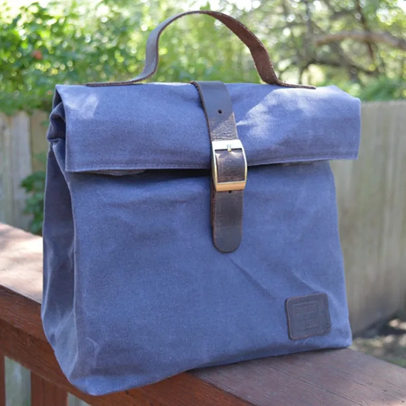 with Outside Pocket Shoulder Soft Sublimation For School Kids Women Thermal Cooler Tote Waxed Canvas Lunch Bag