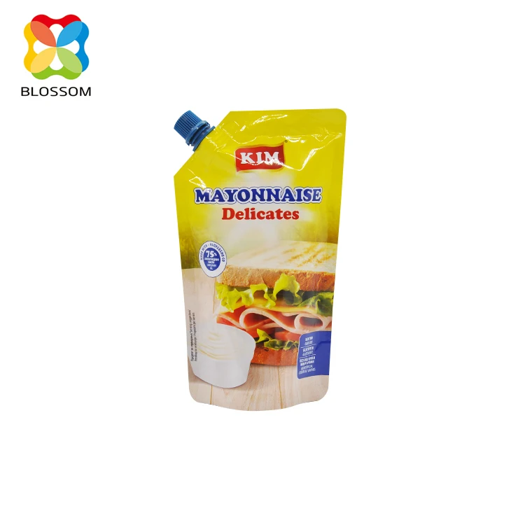 
Custom printed stand up pouch with spout for mayonnaise 