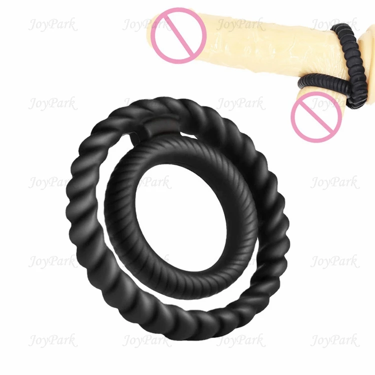 JoyPark Adult Products Simple Delay Premature Ejaculation Silicone Double Penis Rings Sex Toys Cock Ring for Men Masturbation