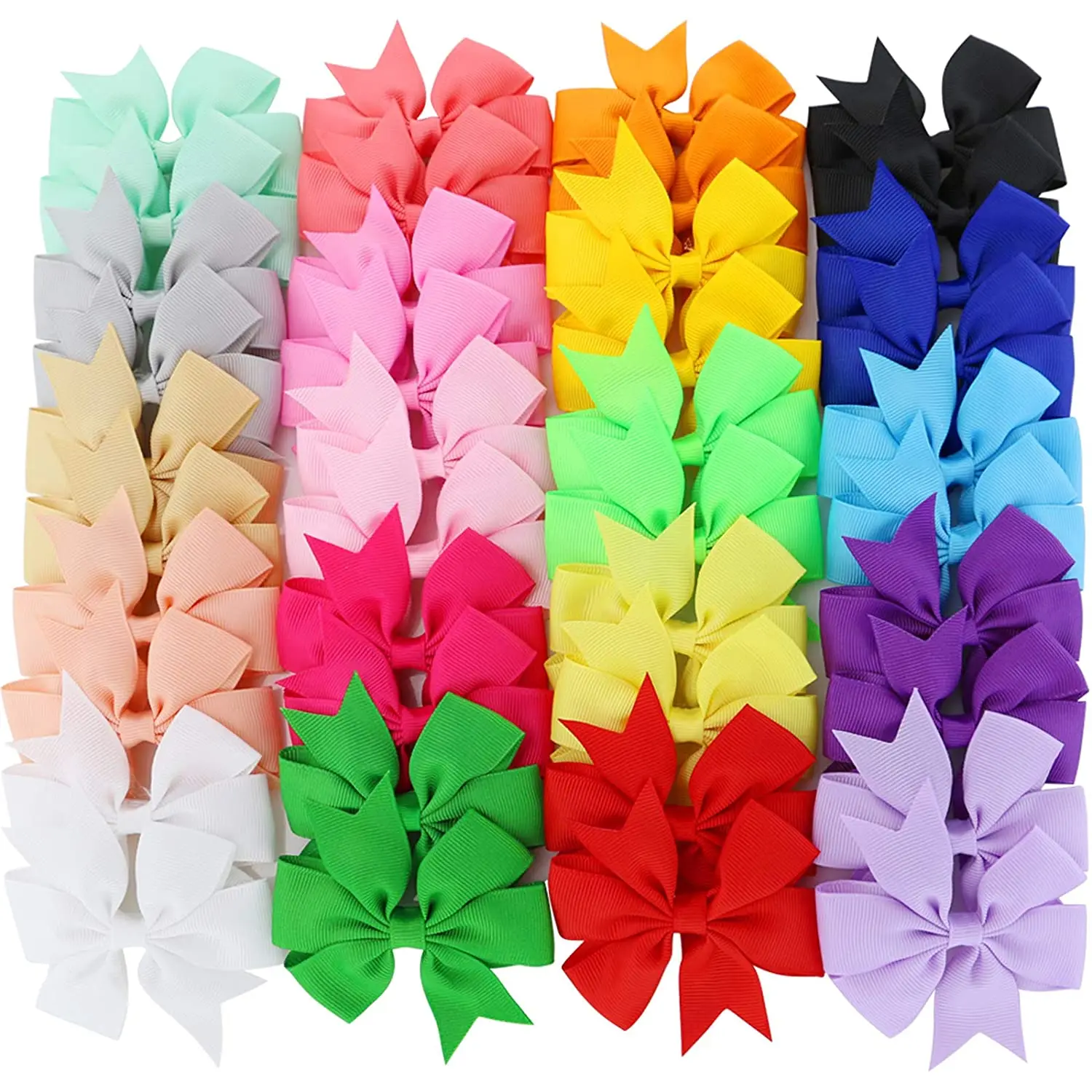 Amazon hot sell solid ribbed ribbon, fishtail bow hair accessories  for women&girls